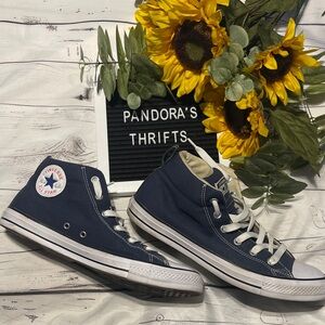 Converse Dark Blue High-Tops with White Details Mens 10 Wms 12 Preowned
